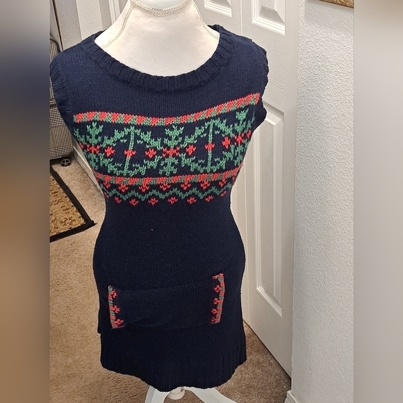 Energie Blue Sweater Dress With Embroidered Kangaroo Pocket   Size S - Picture 1 of 6